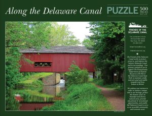 Puzzle Box lid artwork showing covered bridge over Delaware Canal